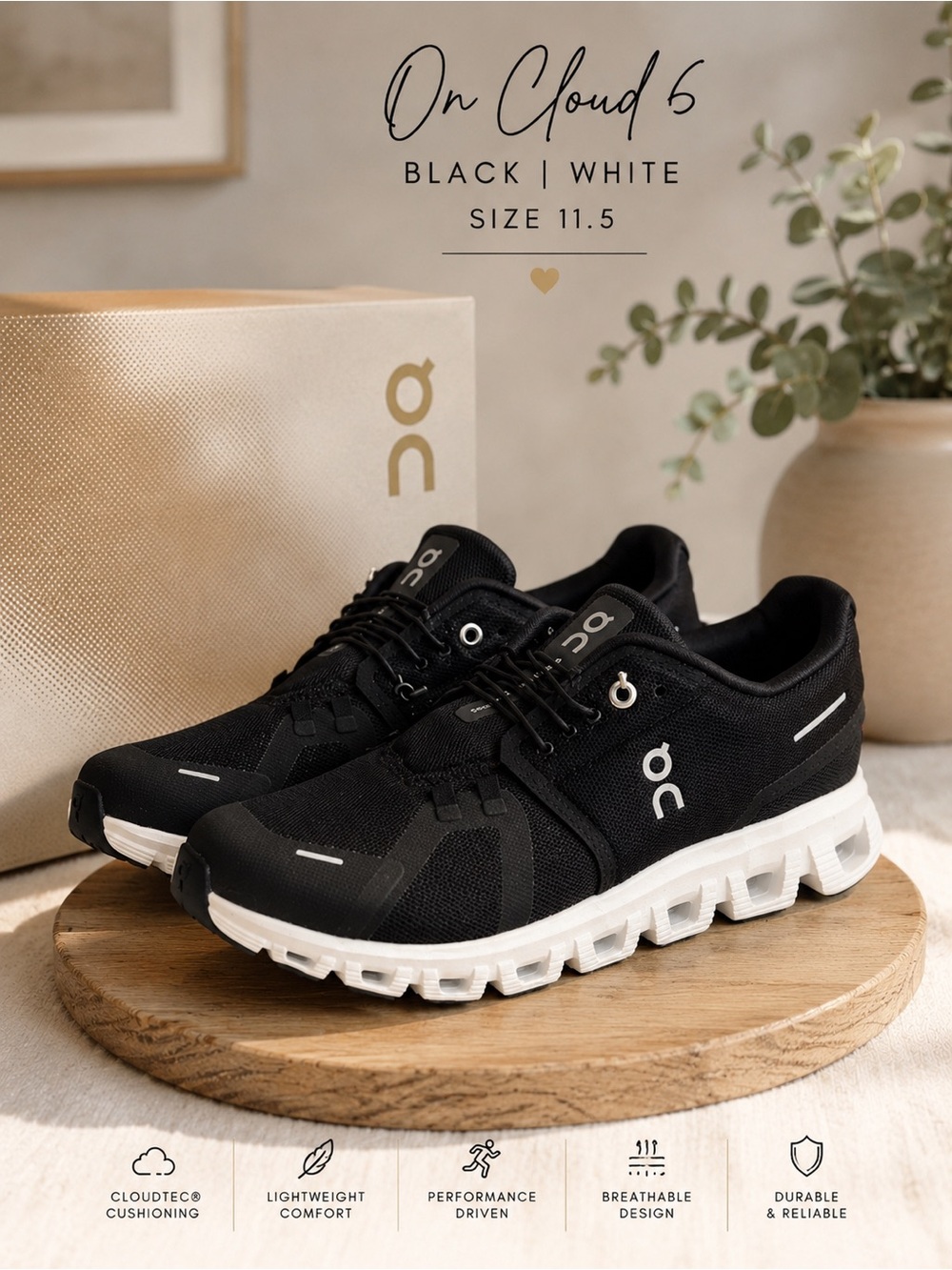 On Running Cloud 6 Men's Sneakers - Black/White